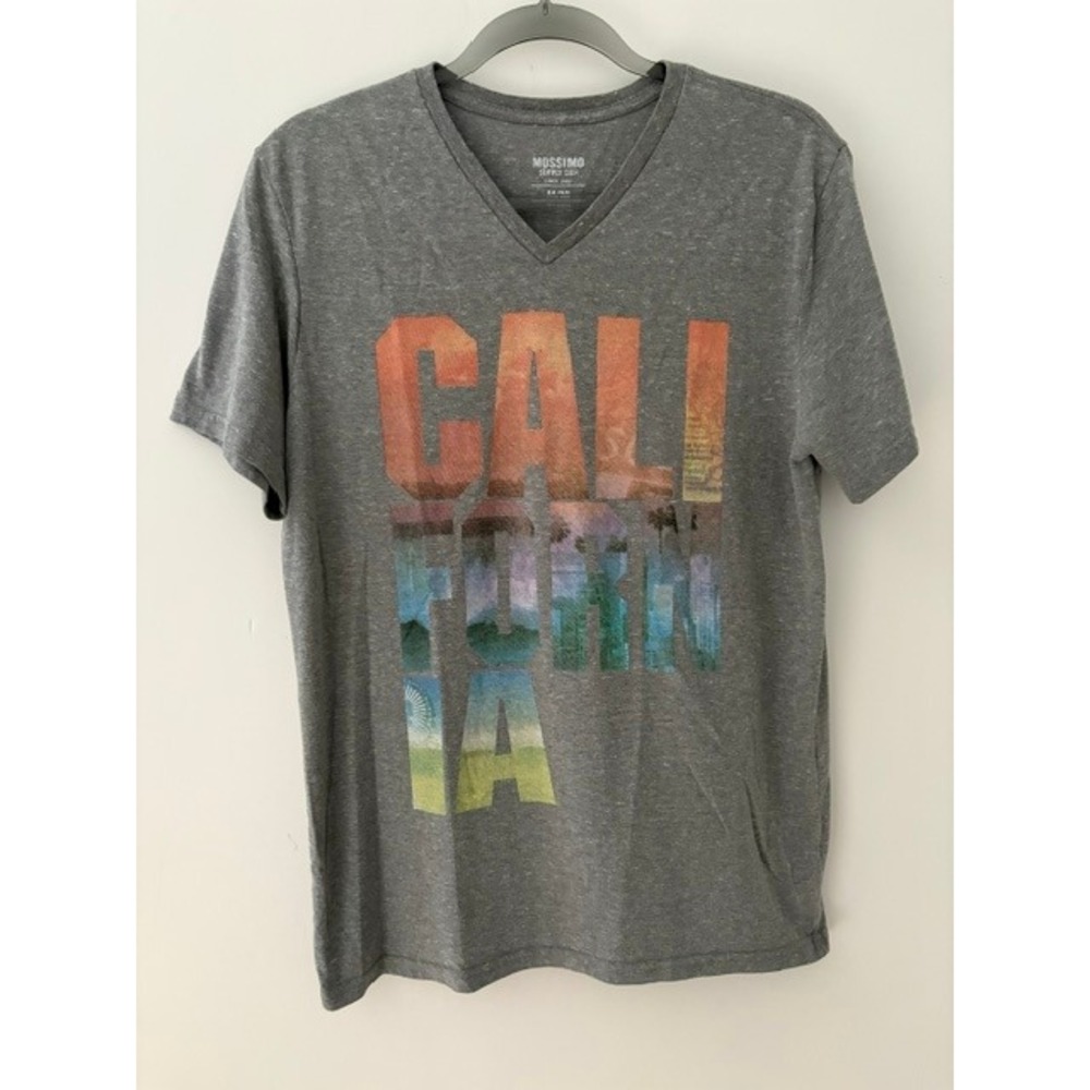 Mossimo Supply Co California Graphic V-Neck T-Shirt Heather Gray Medium